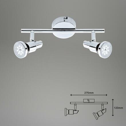 BRILONER LED bodové svítidlo 27,5 cm 2xGU10 9,6W 800lm chrom BRI 2992-028