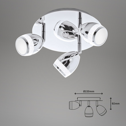 BRILONER LED bodové svítidlo pr. 22 cm 3x4W 350lm chrom IP44 BRI 2995-038R