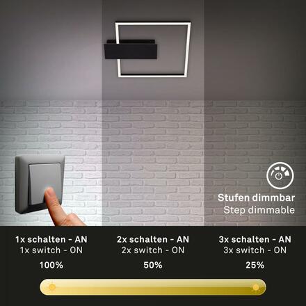 BRILONER LED stropní svítidlo, 37,5 cm, 12 W, 1400 lm, černá BRI 3544-015