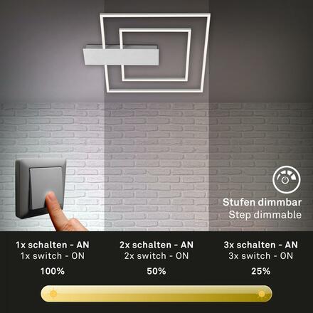 BRILONER LED stropní svítidlo, 57 cm, 25 W, hliník-chrom BRI 3545-018