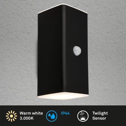 BRILONER Kona LED venkovní nástěnné svítidlo, pohybové čidlo, soumrakový senzor, nabíjecí 3788015