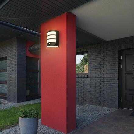 BRILONER LED nabíjecí nástěnné svítidlo, venkovní, pohybové čidlo, soumrakový senzor, IP44, černá 3795015