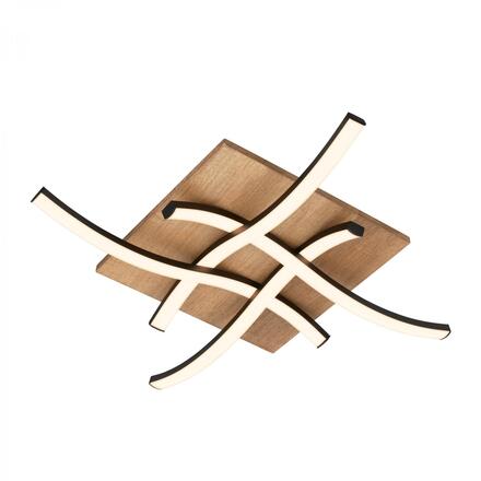 BRILONER Vinka LED stropní svítidlo, tvar vlny, dekor dřeva, teple bílé světlo, černá/dřevo, 47,5x47,5cm 3816014