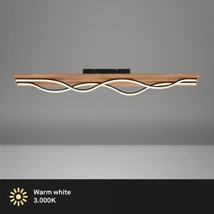 BRILONER Vinka LED stropní svítidlo, tvar vlny, dekor dřeva, teple bílé světlo, dřevo, 98cm 3817014