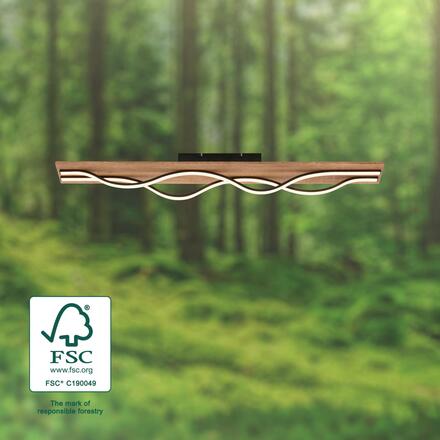 BRILONER Vinka LED stropní svítidlo, tvar vlny, dekor dřeva, teple bílé světlo, dřevo, 98cm 3817014