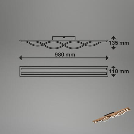 BRILONER Vinka LED stropní svítidlo, tvar vlny, dekor dřeva, teple bílé světlo, dřevo, 98cm 3817014