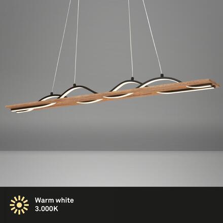BRILONER Vinka LED závěsné svítidlo, dekor dřeva, tvar vlny, dřevo 3818014