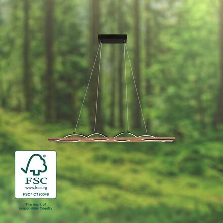 BRILONER Vinka LED závěsné svítidlo, dekor dřeva, tvar vlny, dřevo 3818014