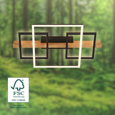 BRILONER Cadre LED stropní svítidlo, přímé a nepřímé osvětlení, 3-krokové spínání, 3 rámy, dekor dřeva, 55x30 cm, černá/dřevo 3840014