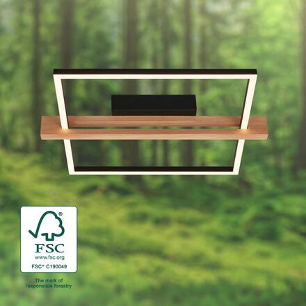 BRILONER Moldura LED stropní svítidlo, stmívatelné, paměťová funkce, 14W, 1650 lm, černá/dřevo 3842014