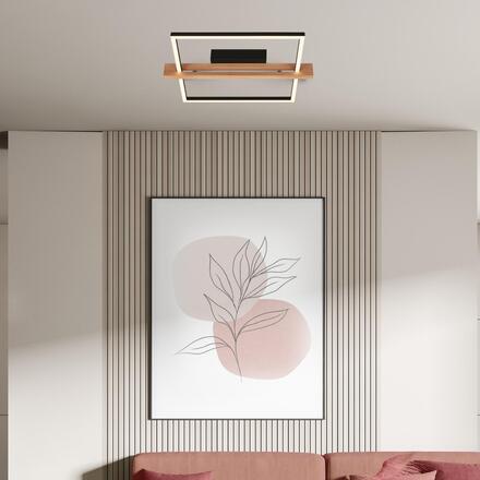 BRILONER Moldura LED stropní svítidlo, stmívatelné, paměťová funkce, 14W, 1650 lm, černá/dřevo 3842014