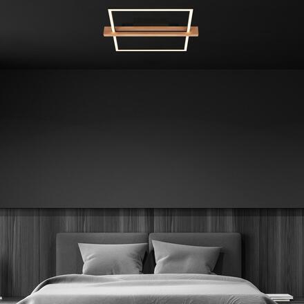 BRILONER Moldura LED stropní svítidlo, stmívatelné, paměťová funkce, 14W, 1650 lm, černá/dřevo 3842014