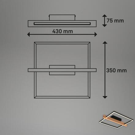 BRILONER Moldura LED stropní svítidlo, stmívatelné, paměťová funkce, 14W, 1650 lm, černá/dřevo 3842014
