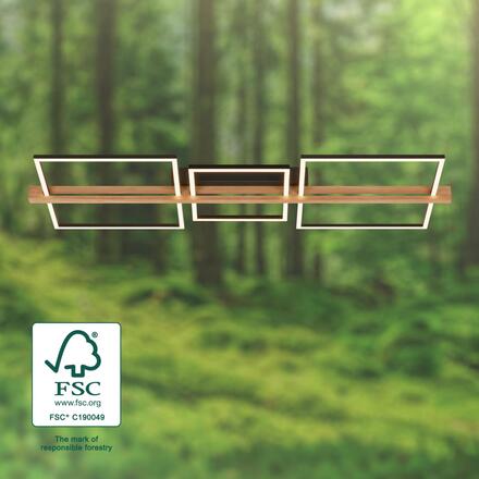 BRILONER Moldura LED stropní svítidlo, stmívatelné, paměťová funkce, 38W, 4900 lm, černá/dřevo 3843014