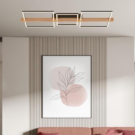 BRILONER Moldura LED stropní svítidlo, stmívatelné, paměťová funkce, 38W, 4900 lm, černá/dřevo 3843014