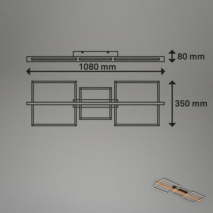 BRILONER Moldura LED stropní svítidlo, stmívatelné, paměťová funkce, 38W, 4900 lm, černá/dřevo 3843014
