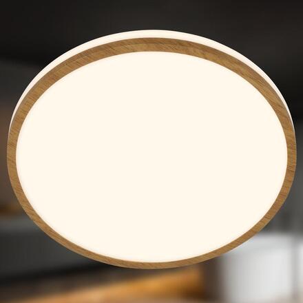 BRILONER Acorus W stropní svítidlo pr.28 cm - 12W, 1200lm, LED, IP44, teplá bílá, bílé/dřevo 3870014