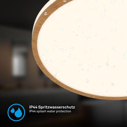 BRILONER Acorus W stropní svítidlo pr.28 cm - 12W, 1200lm, LED, IP44, teplá bílá, bílé/dřevo 3870014