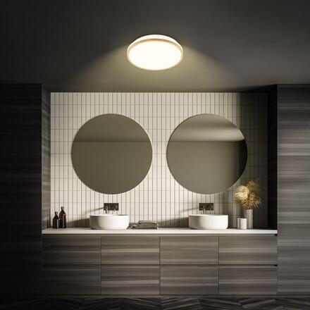 BRILONER Acorus W stropní svítidlo pr.28 cm - 12W, 1200lm, LED, IP44, teplá bílá, bílé/dřevo 3870014