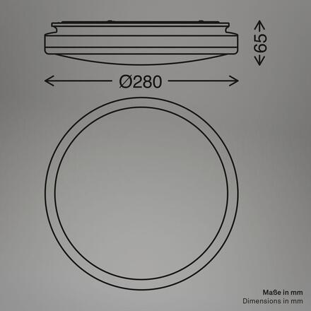 BRILONER Acorus W stropní svítidlo pr.28 cm - 12W, 1200lm, LED, IP44, teplá bílá, bílé/dřevo 3870014