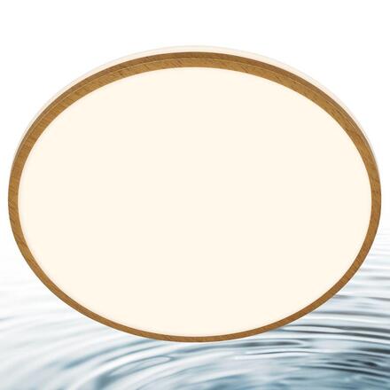 BRILONER Acorus W stropní svítidlo pr.33 cm - 18W, 1850lm, LED, IP44, teplá bílá, bílé/dřevo 3871014