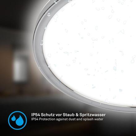 BRILONER Pulap stropní svítidlo pr.29,3 cm - 18W, 2400lm, LED, přímé a nepřímé osvětlení, IP54, neutrální bílá, chrom 3872018