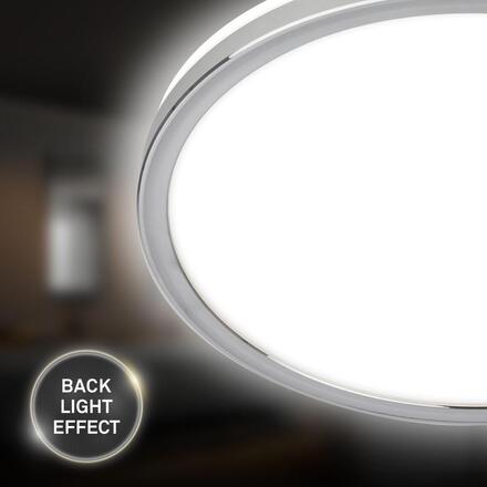 BRILONER Pulap stropní svítidlo pr.29,3 cm - 18W, 2400lm, LED, přímé a nepřímé osvětlení, IP54, neutrální bílá, chrom 3872018
