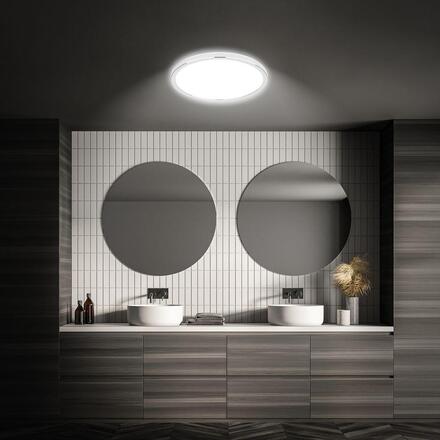 BRILONER Pulap stropní svítidlo pr.29,3 cm - 18W, 2400lm, LED, přímé a nepřímé osvětlení, IP54, neutrální bílá, chrom 3872018