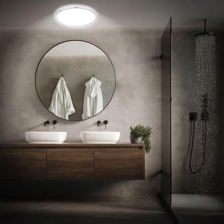 BRILONER Pulap stropní svítidlo pr.42 cm - 22W, 3000lm, LED, přímé a nepřímé osvětlení, IP54, neutrální bílá, chrom 3873018