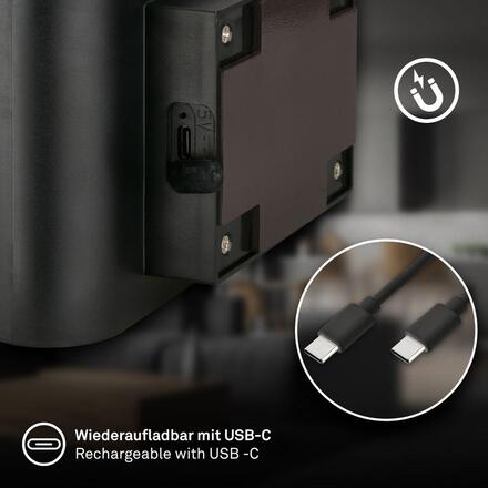 BRILONER Chat nástěnné svítidlo - 3W, 270lm, bezdrátová, LED, s pohybovým čidlem, černá 3878015