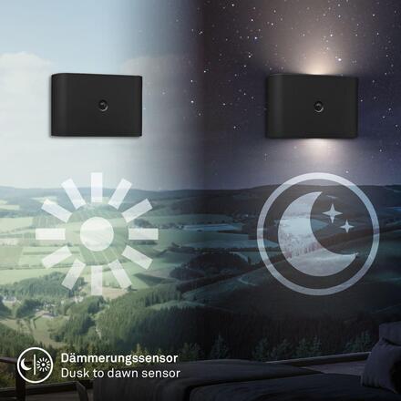 BRILONER Chat nástěnné svítidlo - 3W, 270lm, bezdrátová, LED, s pohybovým čidlem, černá 3878015