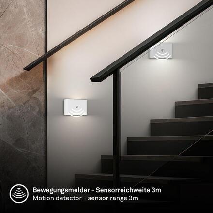 BRILONER Chat nástěnné svítidlo - 3W, 270lm, bezdrátová, LED, s pohybovým čidlem, bílé 3878016