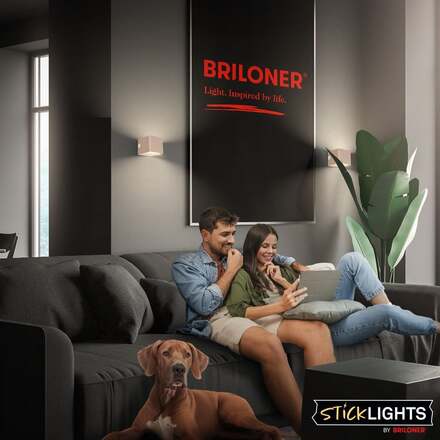 BRILONER Borra nástěnné svítidlo - 1,5W, 100lm, bezdrátové, LED, s pohybovým čidlem, béžové 3879011