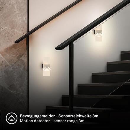 BRILONER Aura nástěnné svítidlo - 2,5W, 100lm, nabíjecí, LED, s pohybové čidlo, matný nikl 3888012
