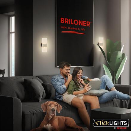 BRILONER Aura nástěnné svítidlo - 2,5W, 100lm, nabíjecí, LED, s pohybové čidlo, matný nikl 3888012
