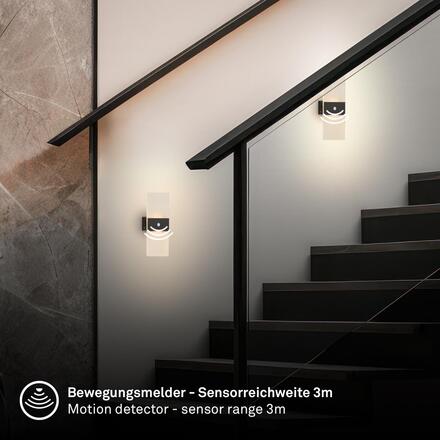 BRILONER Aura nástěnné svítidlo - 2,5W, 100lm, nabíjecí, LED, s pohybové čidlo, černá 3888015