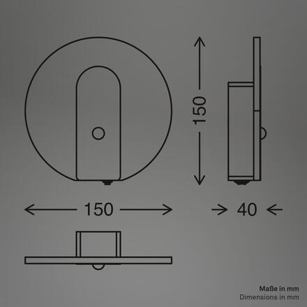 BRILONER Taro nástěnné svítidlo - 2,5W, 100lm, bezdrátové, LED, s pohybové čidlo, černá 3889015