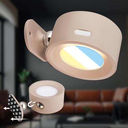 BRILONER Tari nástěnné bodové svítidlo - 1,6W, 160lm, LED, nabíjecí, CCT, stmívatelné, bezdrátové, béžová 3896011