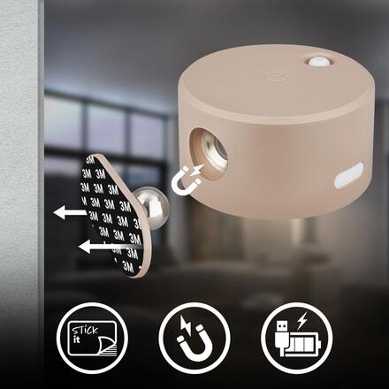 BRILONER Tari nástěnné bodové svítidlo - 1,6W, 160lm, LED, nabíjecí, CCT, stmívatelné, bezdrátové, béžová 3896011