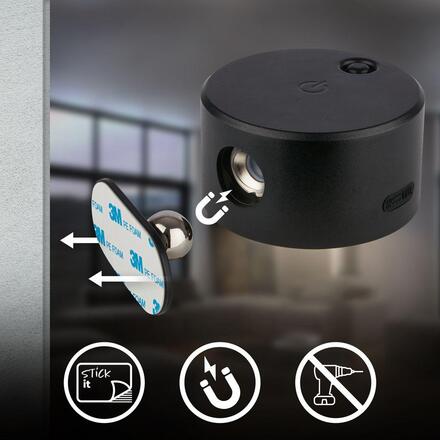 BRILONER Tari nástěnné bodové svítidlo - 1,6W, 160lm, LED, nabíjecí, CCT, stmívatelné, bezdrátové, černá 3896015