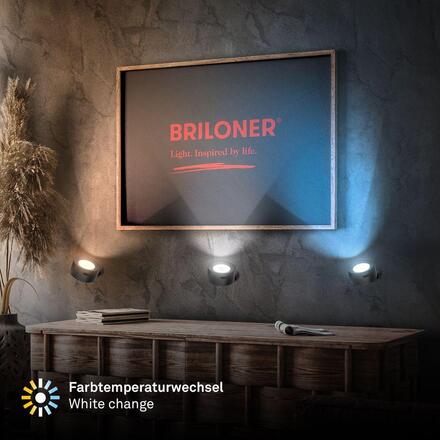BRILONER Tari nástěnné bodové svítidlo - 1,6W, 160lm, LED, nabíjecí, CCT, stmívatelné, bezdrátové, černá 3896015