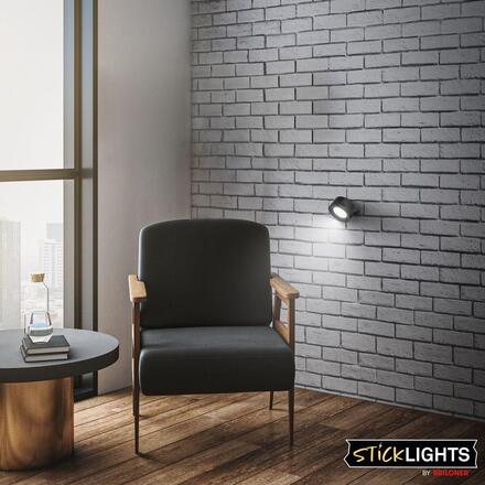 BRILONER Tari nástěnné bodové svítidlo - 1,6W, 160lm, LED, nabíjecí, CCT, stmívatelné, bezdrátové, černá 3896015