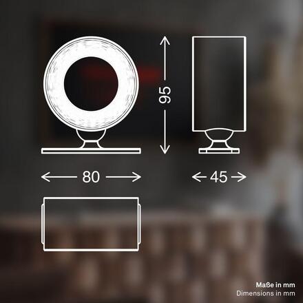 BRILONER Tari nástěnné bodové svítidlo - 1,6W, 160lm, LED, nabíjecí, CCT, stmívatelné, bezdrátové, černá 3896015