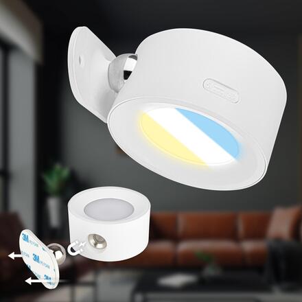 BRILONER Tari nástěnné bodové svítidlo - 1,6W, 160lm, LED, nabíjecí, CCT, stmívatelné, bezdrátové, bílá 3896016