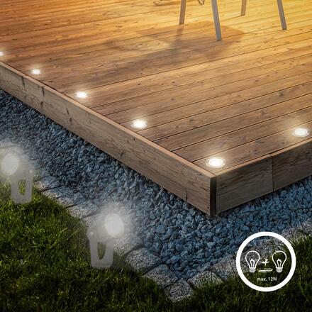 BRILONER CONNECT TO SHINE startovací sada Kebony 3ks LED zapuštěných svítidel do země pr.30mm, IP67 3912032