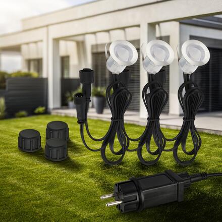 BRILONER CONNECT TO SHINE startovací sada Kebony 3ks LED zapuštěných svítidel do země pr.30mm, IP67 3912032