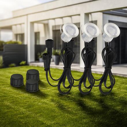 BRILONER CONNECT TO SHINE prodlužovací sada Kebony 3ks LED zapuštěných svítidel do země, IP67 3913032