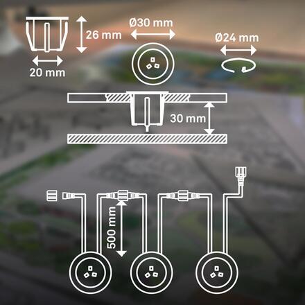 BRILONER CONNECT TO SHINE prodlužovací sada Kebony 3ks LED zapuštěných svítidel do země, IP67 3913032
