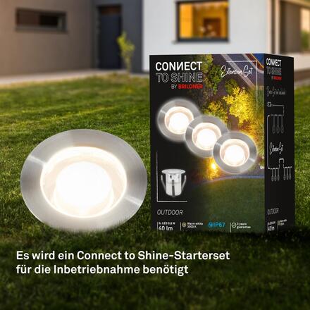 BRILONER CONNECT TO SHINE prodlužovací sada Kebony 3ks LED zapuštěných svítidel do země, IP67 3913032