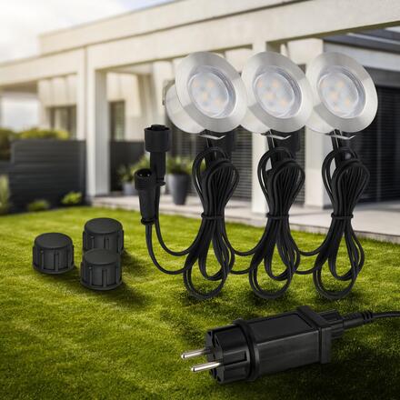 BRILONER CONNECT TO SHINE startovací sada Padouk 3ks LED zapuštěných svítidel do země, IP67 3914032